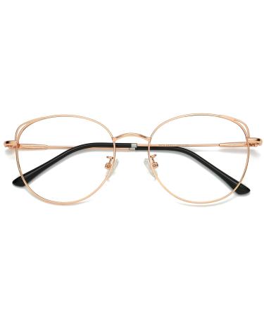 SOJOS Cat Eye Blue Light Blocking Glasses Hipster Metal Frame Women Eyeglasses She Young with Rose Gold Frame/Anti-Blue Light Lens Pink Gold - Buy Online on GoSupps.com