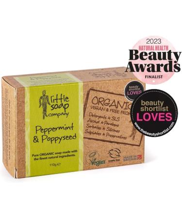 Little Soap Company Organic Peppermint & Poppyseed Soap Bar 110g - Vegan, Cruelty-Free, SLS & Paraben-Free | Moisturizing & Fragranced with English Peppermint | Natural & Organic Soap - Buy Online on GoSupps.com