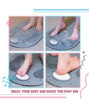 Flexible TPE Foot Scrubber Shower Mat with Pumice Stone - 80x40 cm, Anti-Slip & No-Slip Shower Mat for Exfoliation and Feet Massage - Buy Online on GoSupps.com