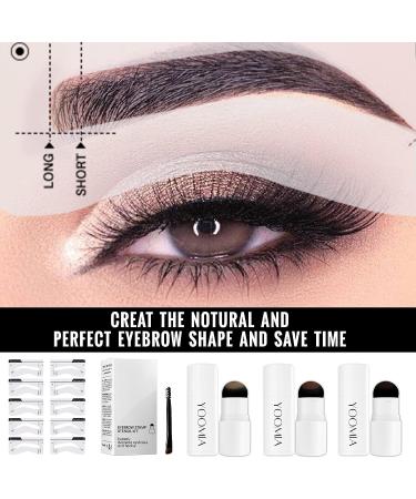 YOOMIA Eyebrow Stamp Stencil Kit - Waterproof Brow Shaping Set with Hairline Shadow Powder (Medium Brown) - Buy Online on GoSupps.com