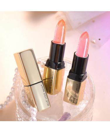 BLUE LOVE Color Changing Lipstick - Gold Foil Crystal Jelly Moisturizer | Long Lasting Peach Pink Lip Gloss (1.16 oz - Buy Online on GoSupps.com
