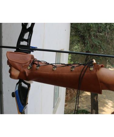 Nachvorn Handmade Brown Leather Arm Guard Bow Shooting Glove - Left Hand - Buy Online on GoSupps.com