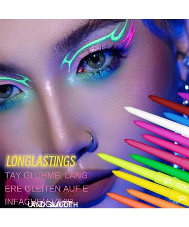  Acunny Colored Liquid Eyeliner - Quick-drying fluorescent UV liquid liner - 12 colors - Waterproof highly pigmented and long-lasting - Buy Online on GoSupps.com