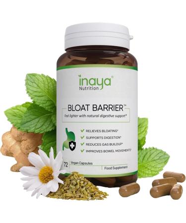 Inaya Nutrition BloatBarrier 72 Capsules - Natural Digestion and Bloating Supplement for Stomach Bloating Relief Gas Reduction and Improved Bowel Movements Vegan Gut Health Supplements