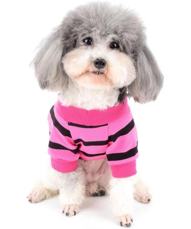 Zweitea Summer Dog Shirts for Small Dogs - Striped Love Heart T-Shirt Soft Cotton Pullover for Chihuahuas & Puppies - Pink XL - Buy Online on GoSupps.com