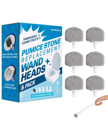 6 Pack Impresa Pumice Stone Toilet Bowl Cleaner for Clorox Toilet Wand Refills - Reusable Impresa Pack for Clorox Toilet Bowl Wand Refills - Natural Pumice Stone for Toilet Cleaning Heads