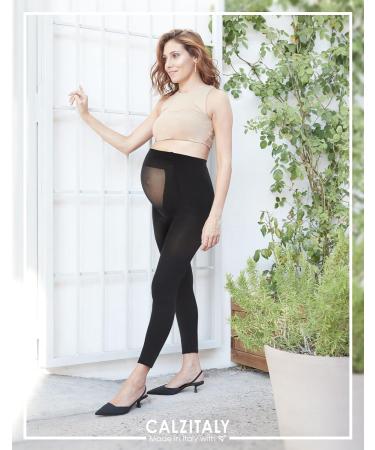 Calzitaly Maternity Footless Tights Black 100 DEN | Made in Italy | Pregnancy Leggings | Size Small - Buy Online on GoSupps.com