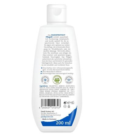 PAEDIPROTECT Nursing Oil for Babies & Children 200ml | Gentle Almond Oil for Sensitive Skin | Perfume-Free Vegan Baby Care & Diaper Area Cleaning Oil - Buy Online on GoSupps.com