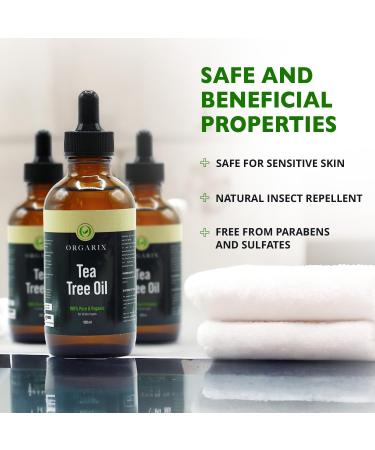 ORGARIX Tea Tree Oil 120ml for Skin and Acne Pure Therapeutic Grade Tea Tree Essential Oil for Aromatherapy Anti-Fungal & Antiseptic Oil for Nail Fungus & Piercing ORG 2 120 ml (Pack of 1) - Buy Online on GoSupps.com