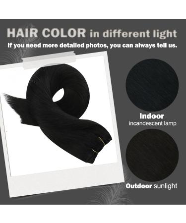 Moresoo Jet Black Human Hair Extensions 18 Inch Double Weft 100g/Pack - Sew in Hair Extensions for Seamless Style | WEFT #1 - Buy Online on GoSupps.com