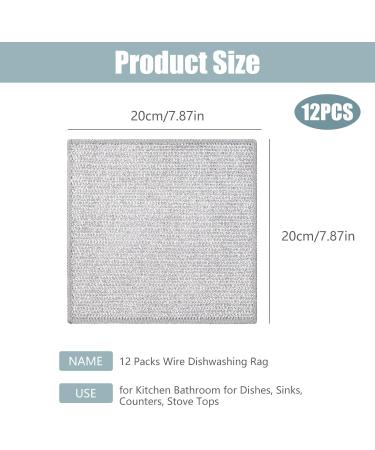 12 PCS Wire Dishwashing Rag Multipurpose Wire Dishwashing Rags for Wet and Dry Reusable Non Scratch Wire Dish Washing Rag Wire Dish Cloths for Kitchen Bathroom for Dishes Sinks Counters Stove Tops - Buy Online on GoSupps.com