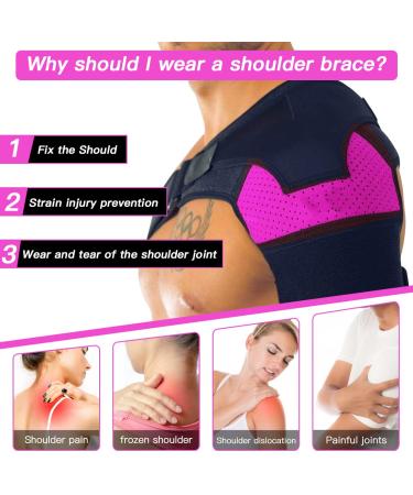 Uptvin Adjustable Shoulder Support for Men & Women - Relief for Shoulder Sprains Fits Left & Right Shoulder - Pink - Buy Online on GoSupps.com