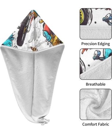 Motorcycle Monster Hair Towel 2 Pack - Super Absorbent Quick Dry Hair Turbans for Women & Girls - Buy Online on GoSupps.com