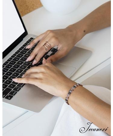 Jecanori Copper Magnetic Bracelet Set for Women - Adjustable Size with Strength Magnets (3800 Gauss Each) - Includes Magnetic Rings - Brazaletes & Jewellery Gift Box - Infinite Crystal Design - Buy Online on GoSupps.com