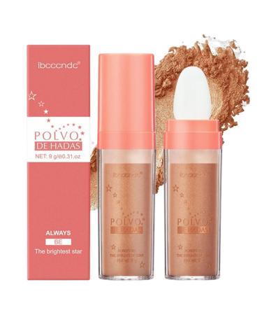 Makeup Highlight Powder | Brightener Patting Powder for Face Body | Make Up Supply Fairy Highlight Patting Powder for Neck Collarbone Back Arms Legs Gold