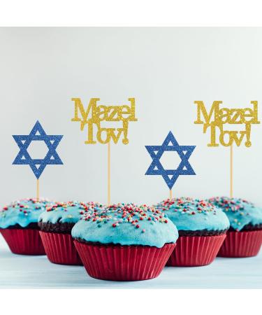 INNORU Mazel Tov Cupcake Toppers Congratulations Party Decorations Engagement Baby Shower Bar Mitzvah Birthday Wedding Jewish Party Decorations Supplies Pack of 24 Glitter - Buy Online on GoSupps.com