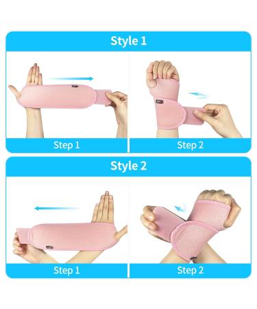 Abnii Compression Wrist Brace - One Size Adjustable for Carpal Tunnel & Arthritis Pain Relief - Breathable Wrist Support Straps (Pink) - 1 Pair - Buy Online on GoSupps.com