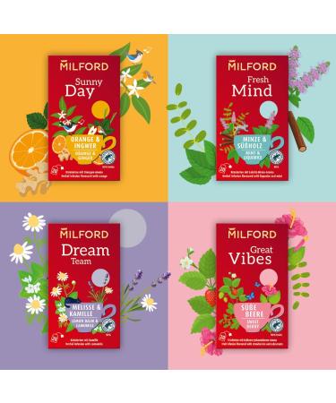 Milford Sunny Day Herbal Tea | Orange & Ginger Flavor | 20 Tea Bags | Premium International Shipping - Buy Online on GoSupps.com