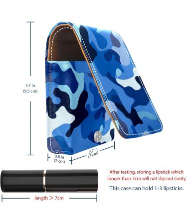 Travel Lipstick Organizer Case | Portable Makeup Bag with Mirror | Classic Blue Sea Camouflage - X117k8miby - Buy Online on GoSupps.com