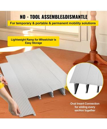 VEVOR 5 Rise Door Threshold Ramp for Wheelchairs - Aluminum, Adjustable, 800 lbs Capacity - Ideal for Doorways, Scooters, Power Chairs - Buy Online on GoSupps.com