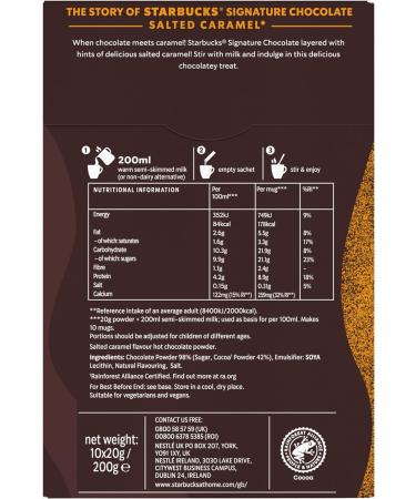 Starbucks Signature Salted Caramel Hot Chocolate Sachets 10 X 20g ( Pack of 10) - Buy Online on GoSupps.com