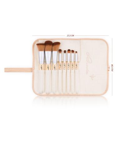 Luvia Cosmetics Bamboo Leaf Makeup Brush Set | 8 Sustainable Bamboo Brushes & Linen Storage Bag | Vegan & Allergy-Friendly - Buy Online on GoSupps.com