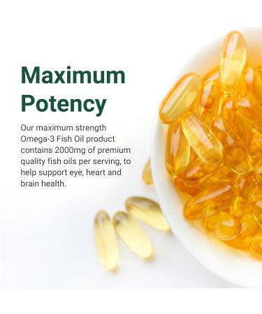 Hey Nutrition Pure Omega-3 Fish Oil 2000mg with Vitamin E - High EPA + DHA Concentration - 60 Softgels for Heart, Joint, Brain & Immunity Support - Buy Online on GoSupps.com