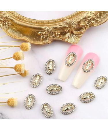 3D San Judas Nail Charm Set - 10pcs Shiny Zircon Buddha & Virgin Mary Rhinestone Charms for Acrylic Nails | Gold Jesus Christ Nail Jewels & Accessories - Buy Online on GoSupps.com