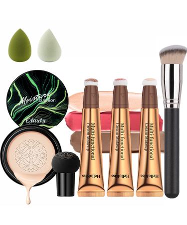 Contour Beauty Wand  Mushroom Head Air Cushion CC Cream Foundation  Liquid Face Concealer Contouring Highlighter Blusher Stick with Cushion Applicator  Blush Contour Bronzer Wand Set 01 Contour + 03 Cherry Red + 05 Rose ...