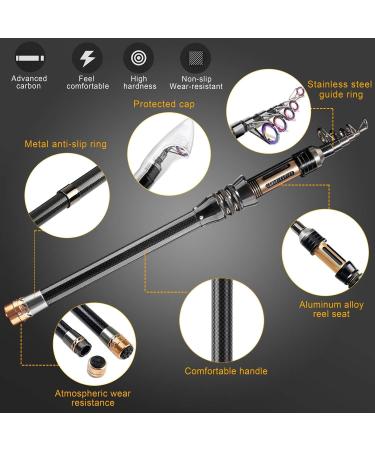 Buy Angelrute Complete Set - Telescopic Carbon Fiber Fishing Rod & Combo Kit for Salt & Fresh Water - 2.7m - Ideal for Kids & Adults - Includes Fishing Cord Bait & Carrying Bag - Buy Online on GoSupps.com