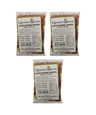 One Stop Dealers Far Far (Fryums) (200 Gram) - A Flaky Crispy And A Bit Sweet And Salty In Taste Vibrant Snacks Either Eaten As A Snacks Or Served To Accompany A Meal (Colored Numbers Pack of 3)