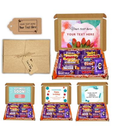 Personalised Cadbury chocolates hamper gift for everyone in unique presentation Full Sized Bars of the most favourite flavours comes with your own meaningful message (Personalised)