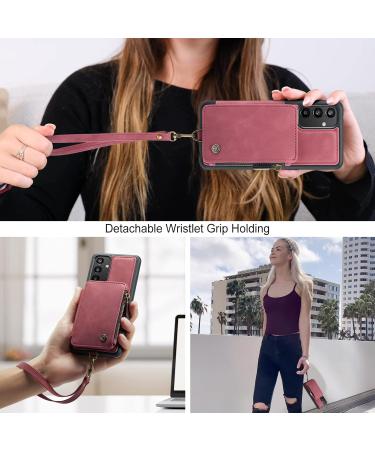 Buy Soonic Leather Protective Cover for Samsung Galaxy A34 5G - Magnetic Wallet Case with Card & Coin Compartments Folding Design Red - Buy Online on GoSupps.com