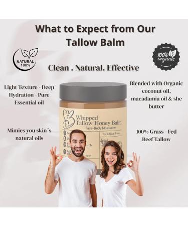 B.Chartier Beef Tallow for Skin- Tallow Balm for face- Tallow Face Moisturizer - Beef Tallow Moisturizer- Tallow and Honey Balm - Grass Fed Beef Tallow For Skin - Tallow Face Cream Lotion (8.0 oz) - Buy Online on GoSupps.com