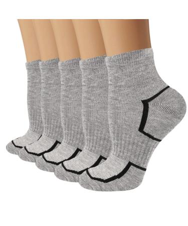 yeuG Copper Compression Socks for Men & Women Circulation- Arch Ankle Support for Athletic Running Medical Cycling A05-gray Ankle -5 Pairs Small-Medium