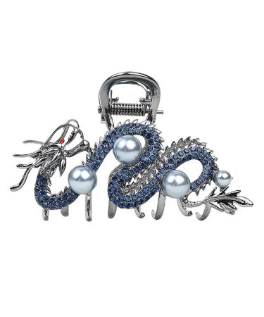 ARIOU Hair Clips Women Dragon Hair Clip Spring Festival Hair Clips Metal Claw Clips For Thick Hair Dragonfly Hair Clip Metal Claw Clips For Thick Hair Dragon Pearl Hair Clips Blue