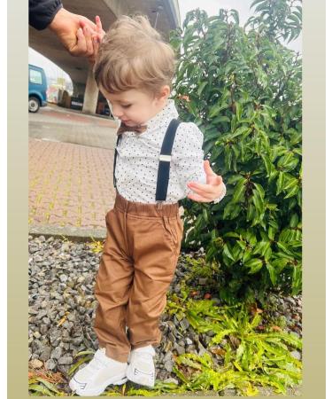 Volunboy Baby Boys Formal 4PCS Suit Set, Bow Tie Shirt + Suspenders Pants, 12-18 Months - Whitedots - Buy Online on GoSupps.com