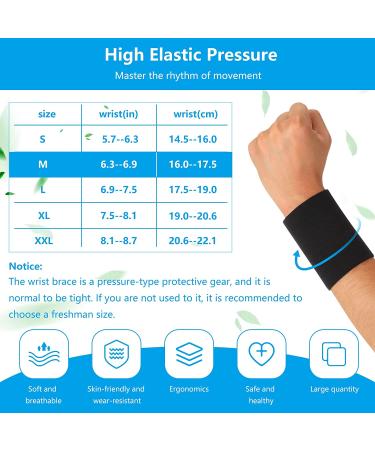 SATINIOR 2 Pairs Compression Wrist Sleeves - Wrist Brace & Support Wraps for Men and Women - Tennis, Tendonitis, Carpal Tunnel Relief - Black, Medium - Buy Online on GoSupps.com