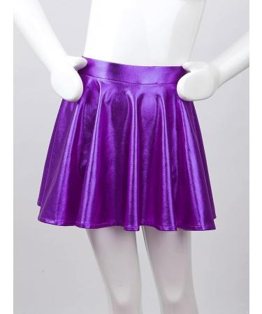 JEATHA Kids Girls Shiny Metallic Pleated Skirt with Built-in Shorts - Purple - Size 14 | Ideal for Ballet, Dance, Party Costume - Buy Online on GoSupps.com