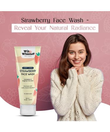 Wit & Whimsy Cherry Cheeks Strawberry Face Wash Enriched With lactic Acid & Vitamin E Authentic Ayurvedic Formulation For All Skin Types - 100ML (3.38 Oz) - Buy Online on GoSupps.com
