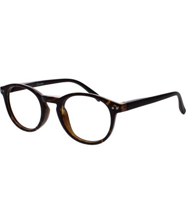Opulize Zen Round Frame Reading Glasses +1.00 Magnification Dark Brown Tortoiseshell - Scratch Resistant, Spring Hinges - Unisex Men Women - R24-2 - Buy Online on GoSupps.com