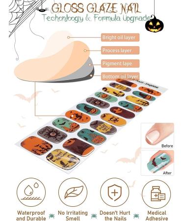EBANKU Halloween Gel Nail Polish Strips - 20 Stickers for Pumpkin Witch Nail Designs with Nail File Stick - UV/LED Lamp Required - Buy Online on GoSupps.com
