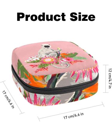 Stylish Menstruation Pad Bag with Zipper - Women's Tampon & Napkin Collection Bag (Gibbon Monkey Eating Banana) - Perfect for Girls & Women - Buy Online on GoSupps.com