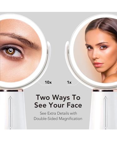 Fancii LED Lighted Magnifying Makeup Mirror - Rechargeable, Double-Sided 1x/10x Magnification, Adjustable Brightness, Large Vanity Mirror (Nova) - Buy Online on GoSupps.com