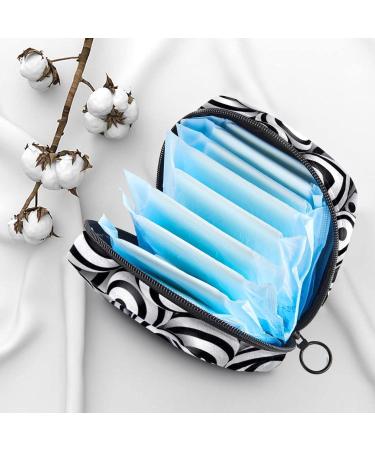 Stylish Menstruation Pad Bag with Zipper - Women's Napkin & Tampon Organizer (3D Balls & Black Lines) - Buy Online on GoSupps.com
