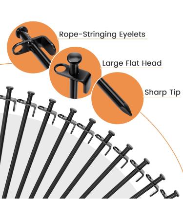 HEYTRIP 10PCS 12Inch Heavy Duty Tent Stakes with Reflective Guy Lines and Storage Bag - Ideal for Outdoor Camping and Canopy Tents - Buy Online on GoSupps.com