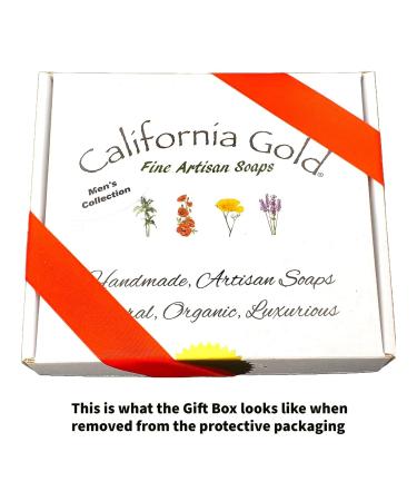 California Gold Artisan Soaps Gift Box Set for Men - 6 Bars (24oz) with Soap Saver Bag - Premium Quality Bar Soap for Gifting - Buy Online on GoSupps.com