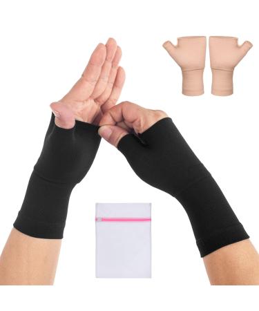 360 RELIEF Wrist and Thumb Support - for Arthritis | Joint Pain Sprain Sports Hand Instability Improve Circulation | for Men and Women | 1 Pair - 2 PCS Small Black with Mesh Laundry Bag | Black S