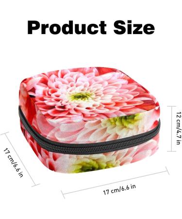 Menstrual Pad Bag with Zipper | Stylish Napkin Pouch & Tampons Collection Bag for Women & Girls - Chrysanthemum Flower Design - Buy Online on GoSupps.com