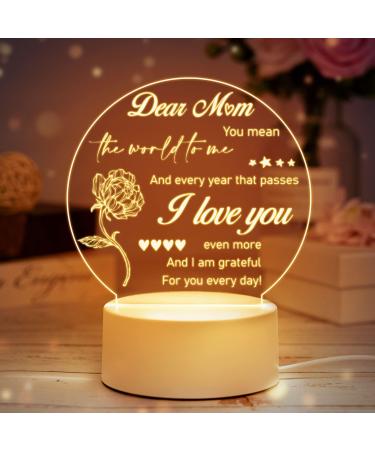 Birthday Gifts for Mum Mum Gifts from Daughter and Son Acrylic Night Light for Mum Birthday Gifts Idea Presents for Mum Mother in Law New Mum Stepmum Night Lamp Mum Gifts Night Light